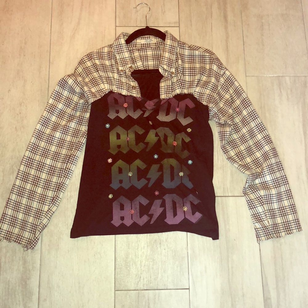 Handmade flannel with AC/DC vintage tee